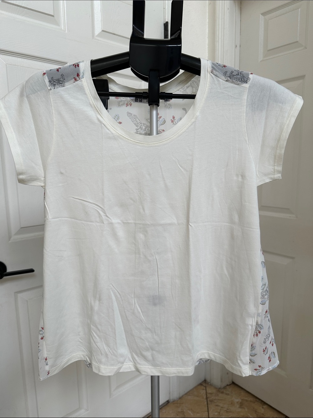 Uniqlo Disney Beauty And The Beast Collab Cream Top with Floral Insets